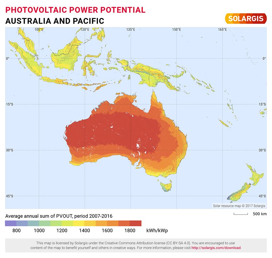 Solar resource maps of Australia And Oceania 900
