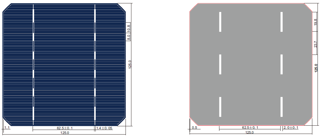 125mm solar cell 2BB